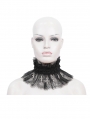 Black Gothic Beading Cross Lace Pleated Collar