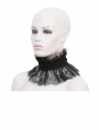 Black Gothic Beading Cross Lace Pleated Collar