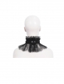 Black Gothic Beading Cross Lace Pleated Collar