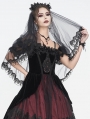 Black Gothic Flower Lace Trimmed Mesh Veil Headdress