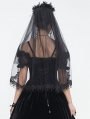 Black Gothic Flower Lace Trimmed Mesh Veil Headdress