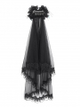 Black Gothic Flower Lace Trimmed Mesh Veil Headdress