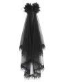 Black Gothic Flower Lace Trimmed Mesh Veil Headdress