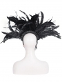 Black Gothic Gorgeous Rose Twig Feather Hairpin
