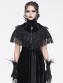 Black Gothic Vintage Feather Stand Collar Cape for Women
