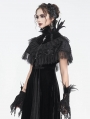 Black Gothic Vintage Feather Stand Collar Cape for Women