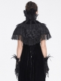 Black Gothic Vintage Feather Stand Collar Cape for Women