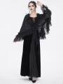 Black Gothic Elegant Flower Feather Lace Cape for Women