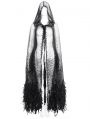 Black Gothic Sequin Feather Mesh Hooded Long Cloak for Women