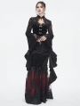 Black Vintage Gothic Hollow Out Lace Trumpet Sleeve Short Jacket for Women