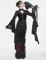 Black Vintage Gothic Hollow Out Lace Trumpet Sleeve Short Jacket for Women