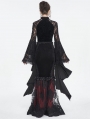 Black Vintage Gothic Hollow Out Lace Trumpet Sleeve Short Jacket for Women