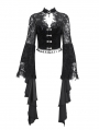 Black Vintage Gothic Hollow Out Lace Trumpet Sleeve Short Jacket for Women