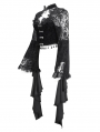 Black Vintage Gothic Hollow Out Lace Trumpet Sleeve Short Jacket for Women