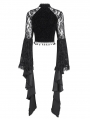 Black Vintage Gothic Hollow Out Lace Trumpet Sleeve Short Jacket for Women