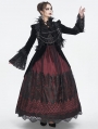 Black Gothic Retro Lace Appliqued Open Front Short Velvet Jacket for Women