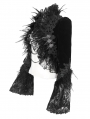 Black Gothic Retro Lace Appliqued Open Front Short Velvet Jacket for Women
