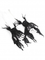 Black Gothic Beaded Feather Lace Wrist Gloves for Women