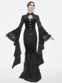 Black Gothic Vintage Velvet Lace Spliced Fishtail Maxi Skirt