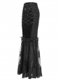 Black Gothic Vintage Velvet Lace Spliced Fishtail Maxi Skirt