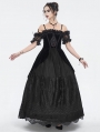 Black Gothic Victorian Off-the-Shoulder Velvet Lace Long Party Dress