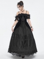 Black Gothic Victorian Off-the-Shoulder Velvet Lace Long Party Dress