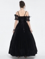 Black Gothic Victorian Off-the-Shoulder Velvet Lace Long Party Dress