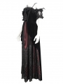 Black and Red Gothic Victorian Off-the-Shoulder Velvet Lace Long Party Dress