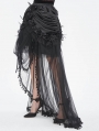 Black Gothic Flower Layered Mesh Spliced High-Low Skirt