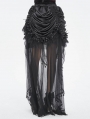 Black Gothic Flower Layered Mesh Spliced High-Low Skirt