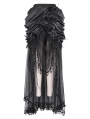 Black Gothic Flower Layered Mesh Spliced High-Low Skirt