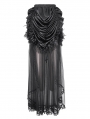 Black Gothic Flower Layered Mesh Spliced High-Low Skirt