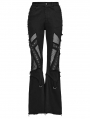 Black Gothic Punk Hollow Mesh Cross Frayed Pants for Women