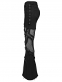 Black Gothic Punk Hollow Mesh Cross Frayed Pants for Women