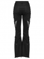 Black Gothic Punk Hollow Mesh Cross Frayed Pants for Women