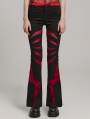 Black and Red Gothic Pointed Spider Web Flared Trousers for Women