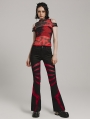 Black and Red Gothic Pointed Spider Web Flared Trousers for Women