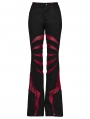 Black and Red Gothic Pointed Spider Web Flared Trousers for Women