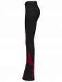 Black and Red Gothic Pointed Spider Web Flared Trousers for Women