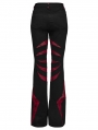 Black and Red Gothic Pointed Spider Web Flared Trousers for Women