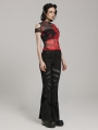 Black Gothic Pointed Spider Web Flared Trousers for Women