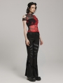 Black Gothic Pointed Spider Web Flared Trousers for Women