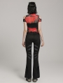 Black Gothic Pointed Spider Web Flared Trousers for Women
