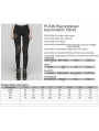 Black Gothic Punk Belt Asymmetric Long Fitted Pants for Women