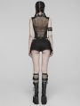 Black Gothic Punk Detachable Belt Pockets Hot Shorts for Women