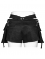 Black Gothic Punk Detachable Belt Pockets Hot Shorts for Women