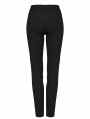 Black Gothic Punk Burnt Pattern Hollow Long Fitted Trousers for Women