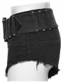 Black Gothic Punk Buckle Belt Hot Denim Shorts for Women