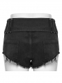 Black Gothic Punk Buckle Belt Hot Denim Shorts for Women