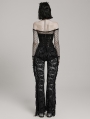 Black Sexy Gothic Floral Mesh Lace Flared Trousers for Women